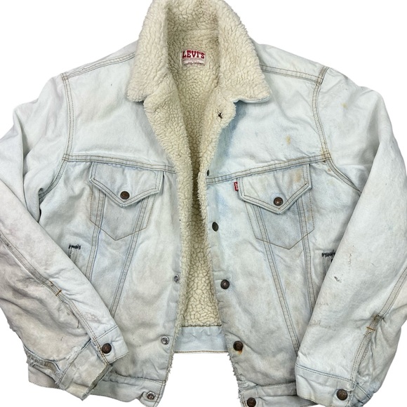 Levi's Other - Vintage Levi’s 90s light wash Sherpa lined jacket size S/M USA made